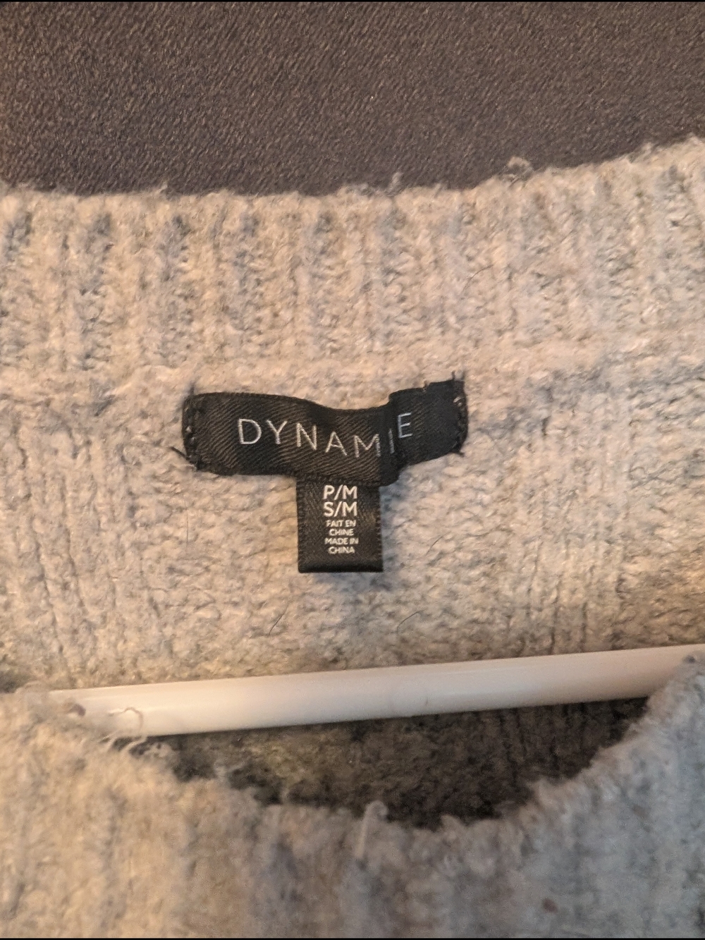 Dynamite Cable-Knit Crew Sweater in Light Gray Cropped Warm Cozy Wool Like - Picture 7 of 9